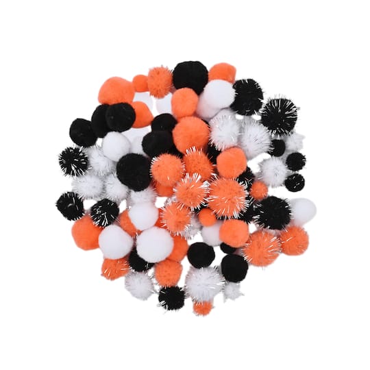 Michaels, Orange, White & Black Pom Poms by Creatology™ – Category: Kids Halloween Crafts
